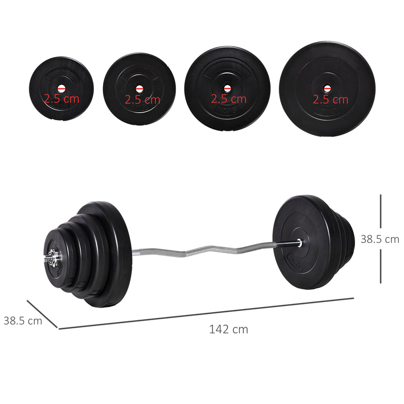 Set Bilanciere 140 cm Barra Curva in Acciaio con 8 Dischi Peso Regolabile 70 Kg-3