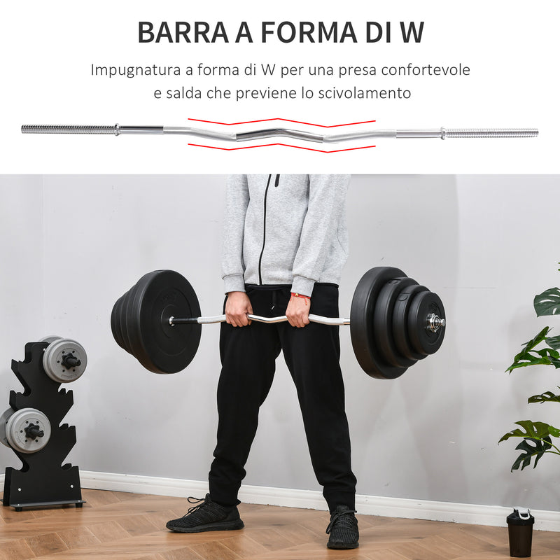 Set Bilanciere 140 cm Barra Curva in Acciaio con 8 Dischi Peso Regolabile 70 Kg-4