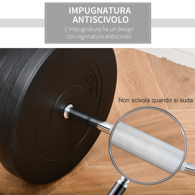 Set Bilanciere 140 cm Barra Curva in Acciaio con 8 Dischi Peso Regolabile 70 Kg-5