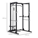 Stazione Fitness Multifunzione 155x118x220 cm in Acciaio Nera-3