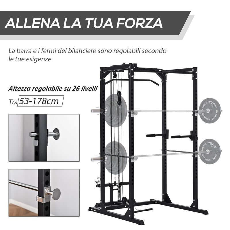 Stazione Fitness Multifunzione 155x118x220 cm in Acciaio Nera-4