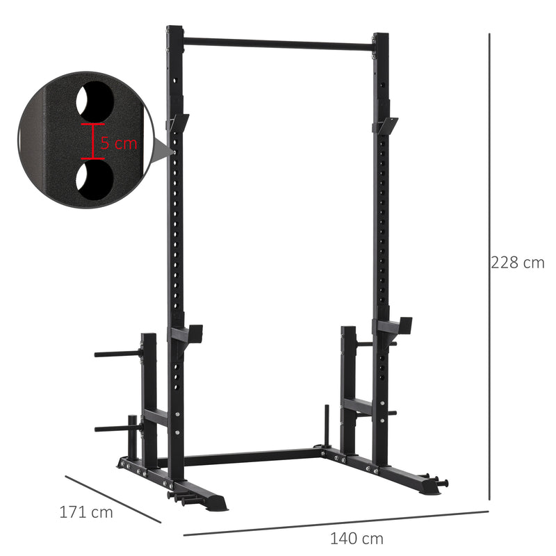 Stazione Fitness Multifunzione 140x171x228 cm in Acciaio per Allenamento Corpo Nero-3