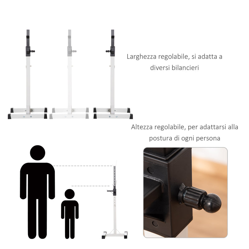 Supporto per Bilanciere Regolabile in Altezza su 12 Livelli in Acciaio Bianco-5