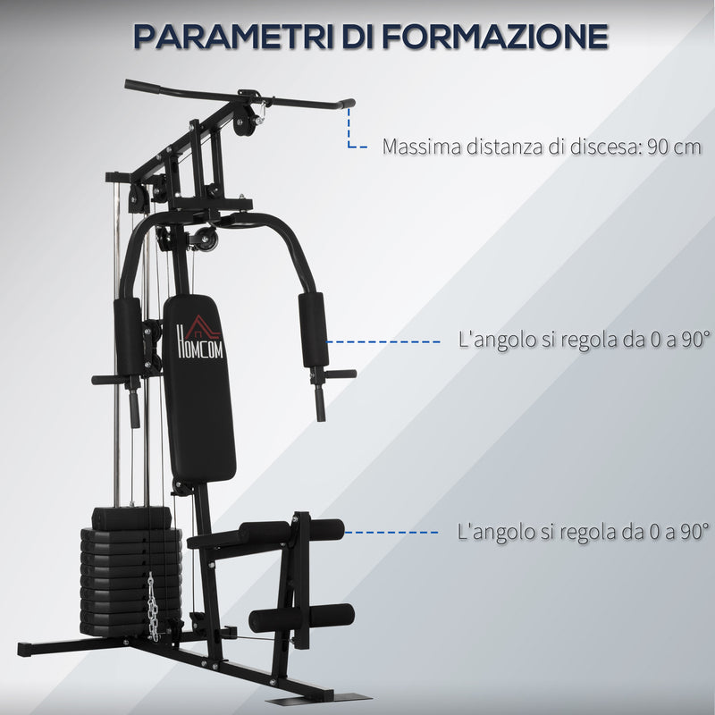 Stazione Fitness Multifunzione 135x103x210 cm in Acciaio per Allenamento Corpo Nero-6