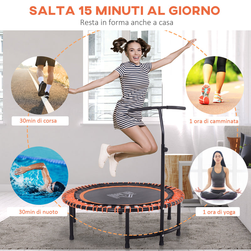 Trampolino Elastico Fitness con Manubrio Nero e Arancione Ø114.3 cm -7