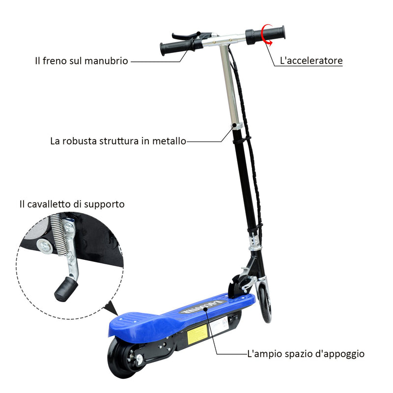 Monopattino Elettrico per Bambini 120W Pieghevole Blu -4