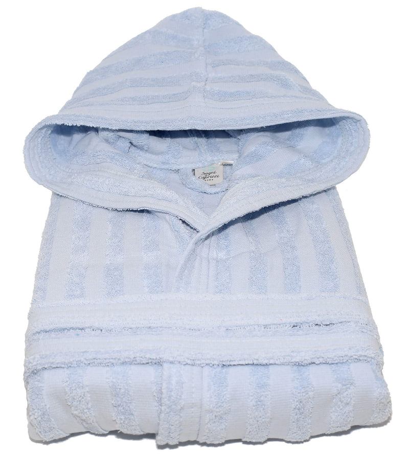 Accappatoio in Spugna 100% Cotone Sally Lines Azzurro Taglia S/M-1