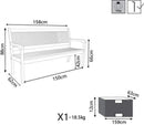 Panca 3 Posti 158x62x88 h cm in Legno Marrone-7