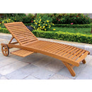 Lettino Prendisole da Giardino con Ruote 197x63x37/100 h cm in Legno Marrone-2