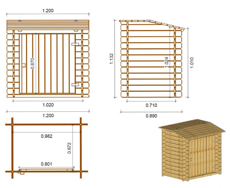 Armadio per Accessori Piscina 120x89 cm in Legno-4