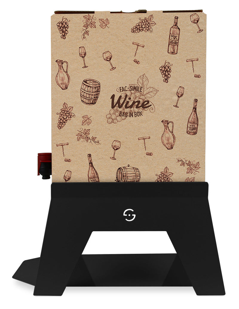 Supporto per Contenitore Vino 10 cm Bag 3L con Vassoio in Ferro Alluminato Lisa Luxury Bacco Nero-3