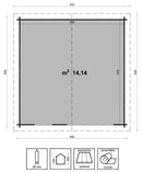 Casetta da Giardino Porta Doppia 1 Finestra 400x400 cm in Legno Ines-2