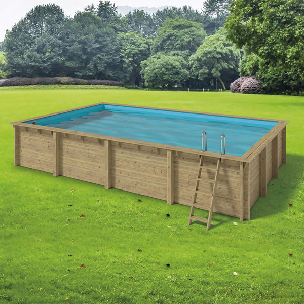 Rechteckiger oberirdischer Pool 800 x 500 x 144 cm aus Holz acquista