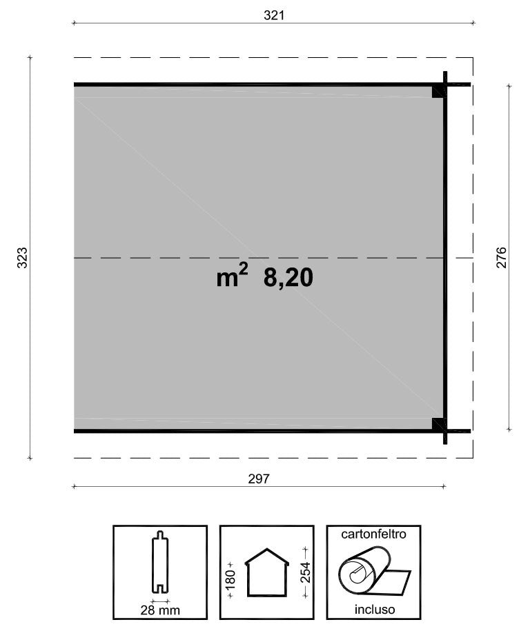 Porticato Laterale per Casette da Giardino 297x276x254 cm in Legno-2