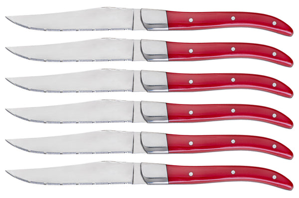 online Set mit 6 Steakmessern gezackte Klinge Acrylgriff Alì Red