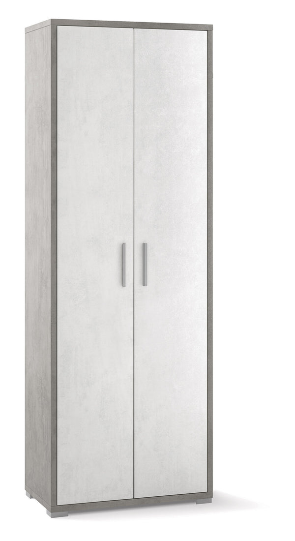 sconto Kleiderschrank mit 2 Türen 71 x 199 x 41 cm Zement/Weißoxid