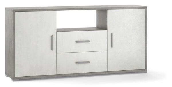 acquista Schrank 2 Türen 2 Schubladen 174 x 84 x 41 cm Zement/Weißoxid