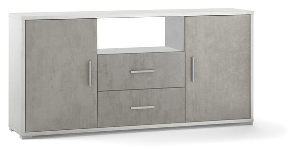 Schrank 2 Türen 2 Schubladen 174 x 84 x 41 cm Oxidweiß/Zement prezzo