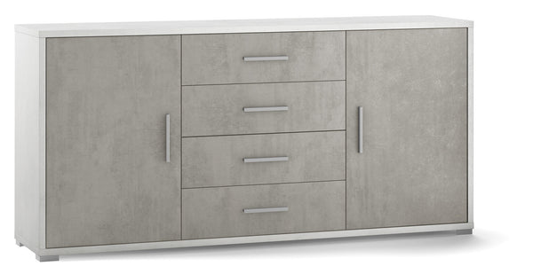 Schrank 2 Türen 4 Schubladen 174 x 84 x 41 cm Oxidweiß/Zement prezzo