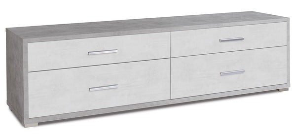 sconto Schrank mit 4 Schubladen 179 x 50 x 47 cm Zement/Weißoxid