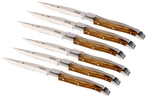 6er Set Steakmesser gezahnte Klinge Holzgriff Steakalpen prezzo