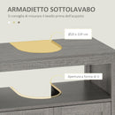 Mobile Sotto Lavabo Bagno 1 Ripiano 2 Ante 60x30x60 cm in Legno Grigio-4