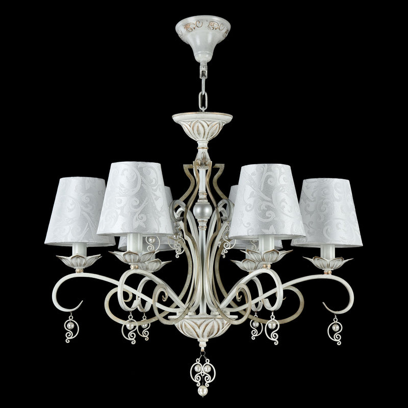 Lampadario Elegant in Metallo Monile Bianco con Oro-3