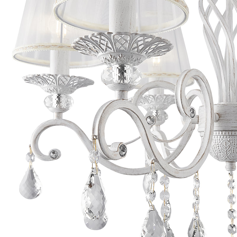 Lampadario Elegant in Metallo Grace Bianco con Oro-3