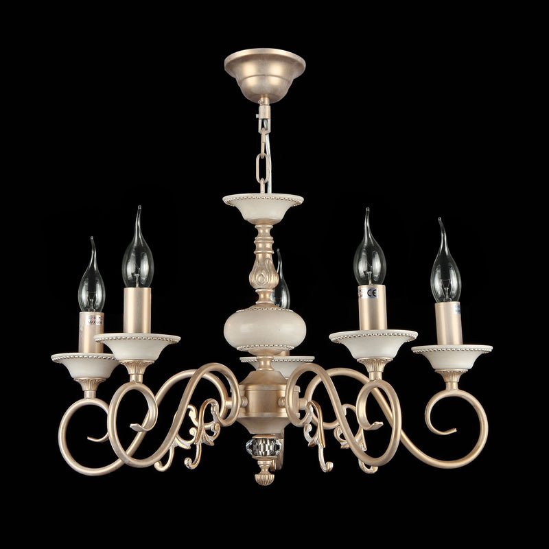 Lampadario Elegant in Metallo Perla Crema con Oro-4