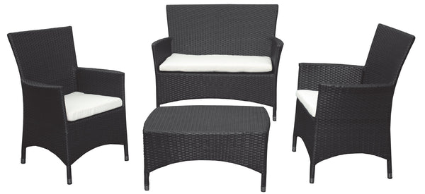 Gartengarnitur, Sofa, Sessel und Couchtisch aus Black Morel Valeria Polyrattan sconto