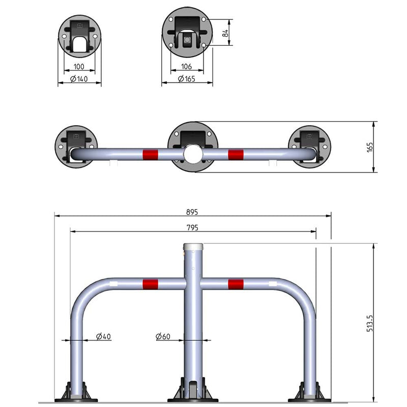 Barriera Dissuasore di Parcheggio Sosta in acciaio 79,5x51cm ARS300 Arco Essencial Line-4