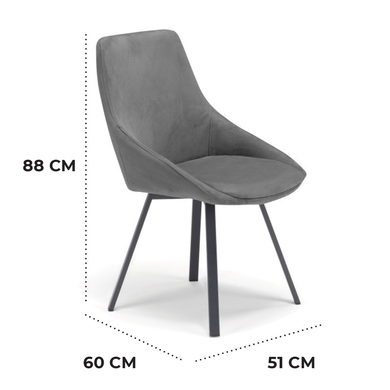 Set 2 sedie Imbottite 51x60x88 cm In Tessuto Suet  Asia Castagna-3