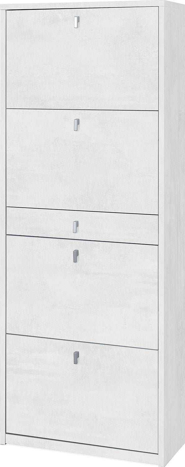 Scarpiera 4 Ante 1 Cassetto 63x164x29 cm Ossido Bianco-1