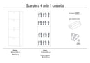 Scarpiera 4 Ante 1 Cassetto 63x164x29 cm Ossido Bianco-2