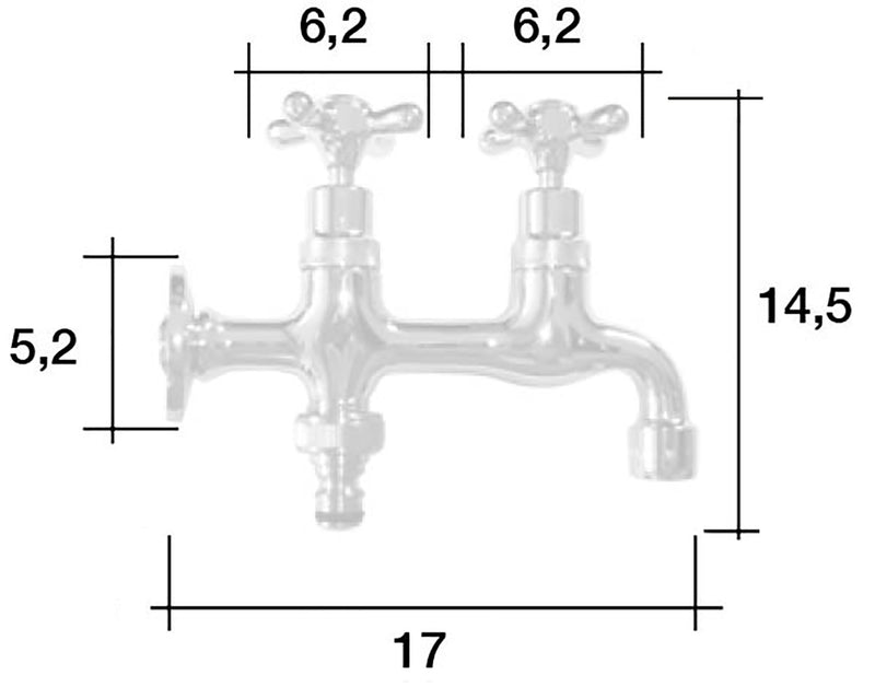 Rubinetto Doppio per Fontana da Giardino in Ottone Morelli Tandem-2