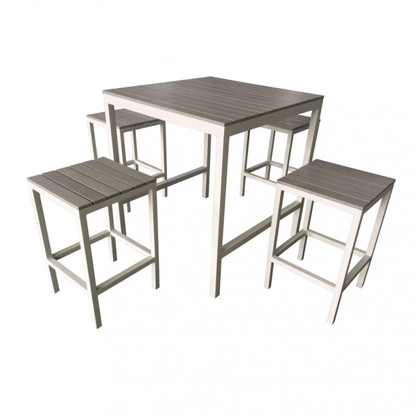 prezzo Sirio Bartisch und 4 Hocker im Set aus taubengrauem Aluminium