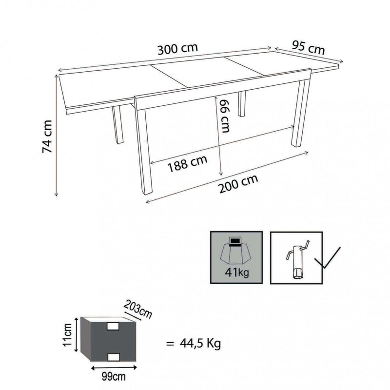 Tavolo Cayman Allungabile 200/300x95x75 h cm in Alluminio Tortora-9