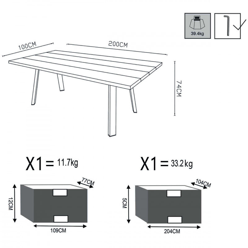 Tavolo Nevis 200x100x74 h cm in Legno Bianco-7