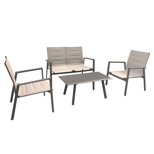 acquista Garden Lounge Set Sofa 2 Sessel und Couchtisch aus taubengrauem Aluminium