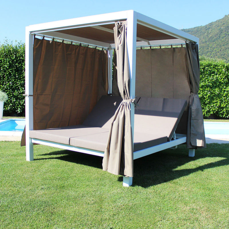 Gazebo Letto Timbuktu 212x149x195 h cm in Alluminio Bianco-4