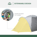 Tenda da Campeggio a Cupola per 2 Persone Estensibile 350x220x145 cm con 4 Porte e 3 Finestre Grigio-4