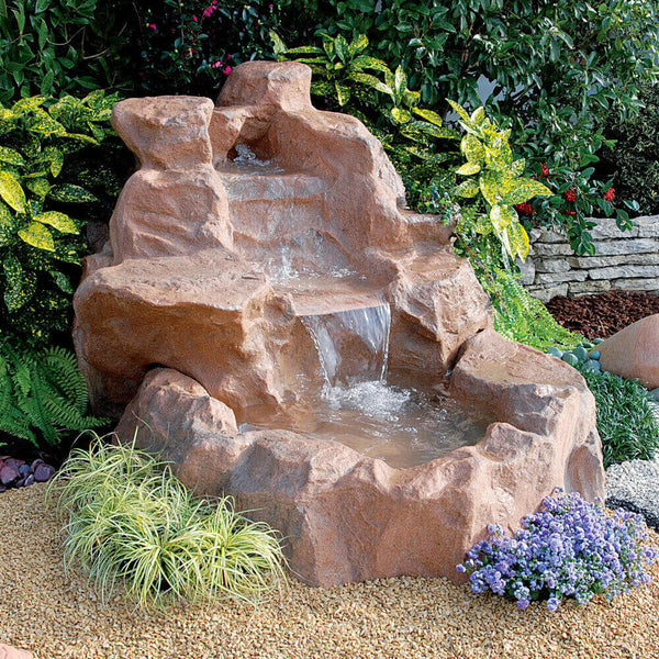 acquista Künstlicher Steinwasserfall für den Garten 185 x 145 x 110 cm aus Fiberglas mit Pumpe