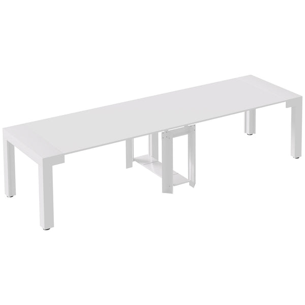 Tavolo Allungabile 45-300x90x75,5 cm Max 6 Persone in Metallo e MDF Bianco prezzo