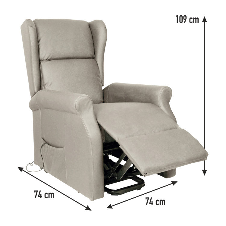 Poltrona Relax Alzapersona Elettrica 1 Motore in Tessuto PK Lite Lift Panna-5