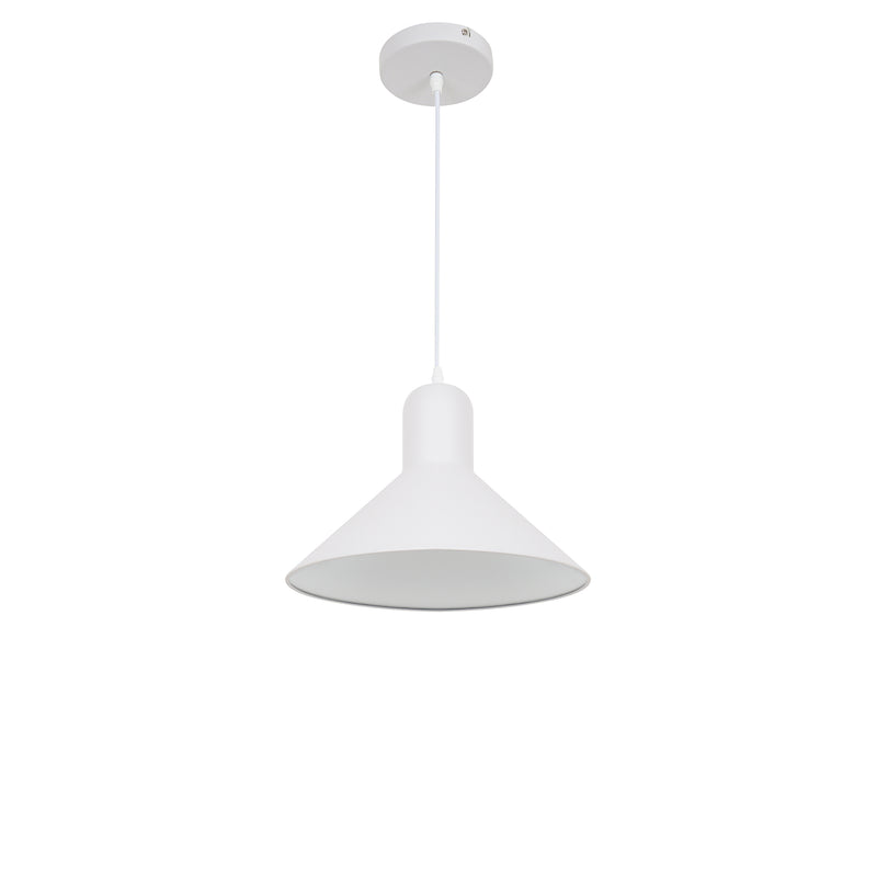 Lampada Design a Sospensione Corpo in Metallo Bianco Ø34,5x28 cm -4