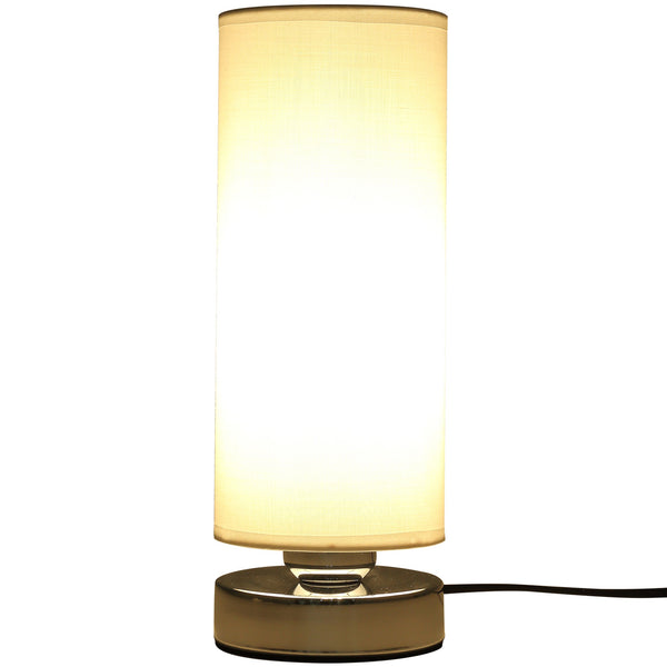 acquista Abat Jour Nachttischlampe mit Lampenschirm aus weißem Polyester E27 Ø10,8x30 cm