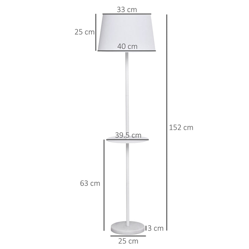 Lampada da Terra con Paralume E27 con Ripiano  Bianca-3