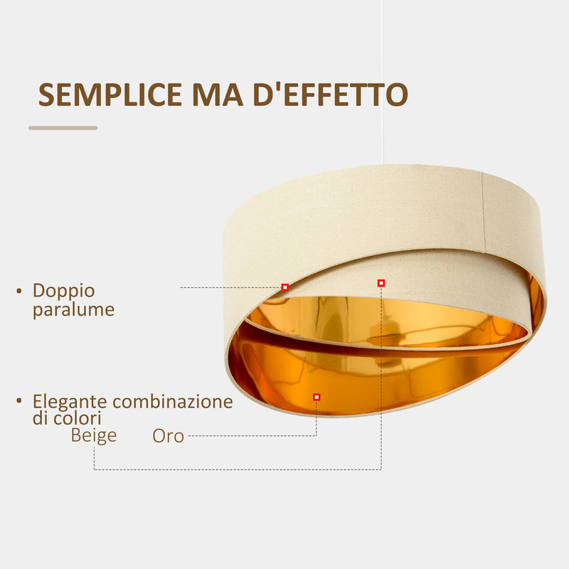 Lampadario a Soffitto Moderno a Sospensione E27 Ø50x136 cm  Beige e Oro-6