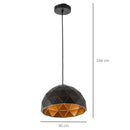 Lampadario a Soffitto Vintage a Sospensione E27 Ø30x146 cm  Nero-3