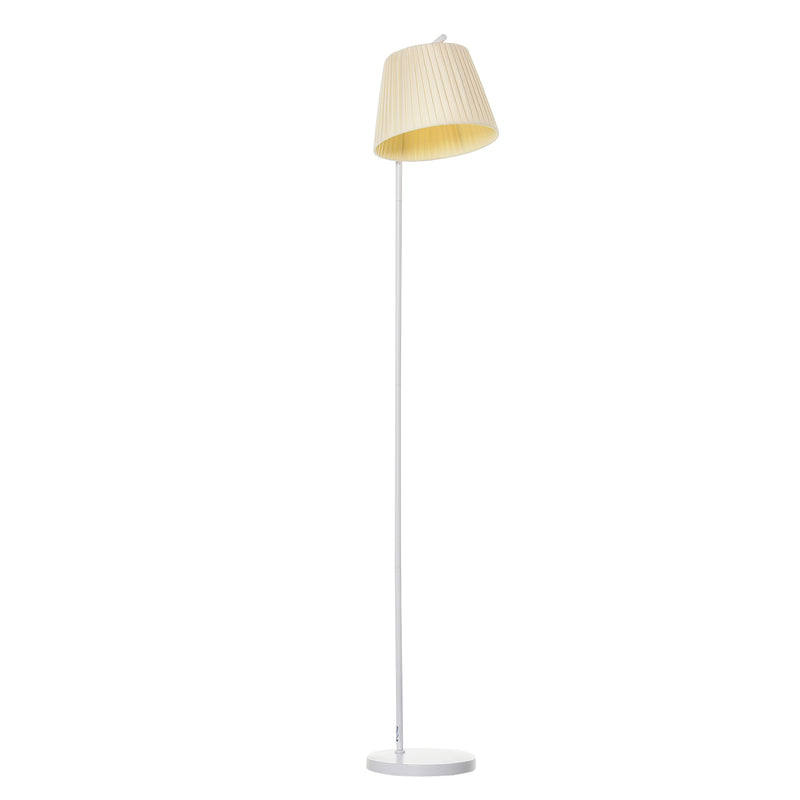 Lampada da Terra con Paralume 45x27x165 cm E27 in Metallo e Tessuto Biano Crema-1